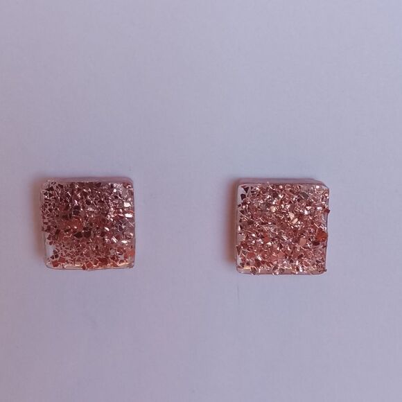 Hand Crafted Jewelry - Rose gold resin stud earrings